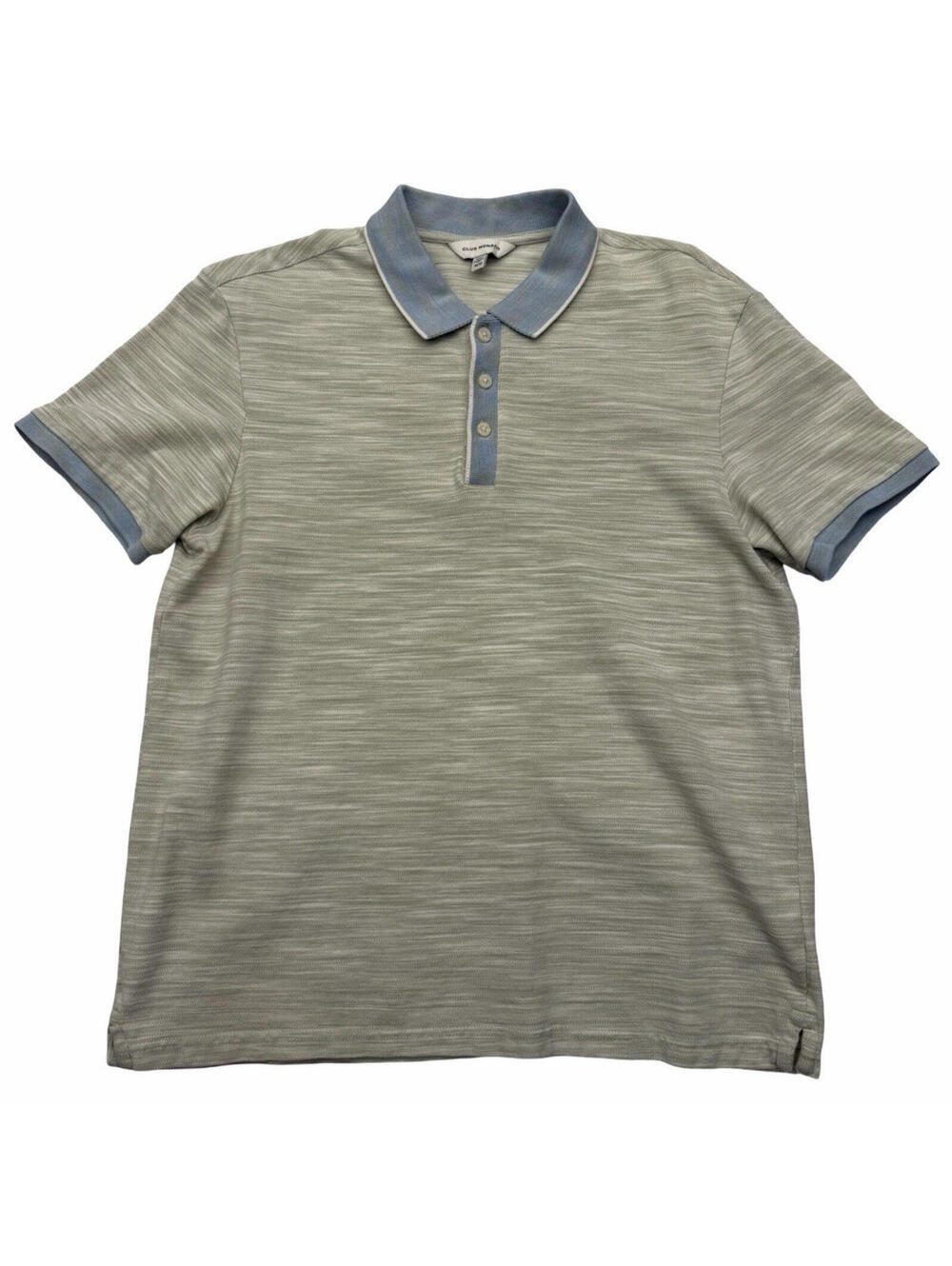 Club Monaco Space Green Dyed Short Sleeve Polo Shirt Beige Blue Size M